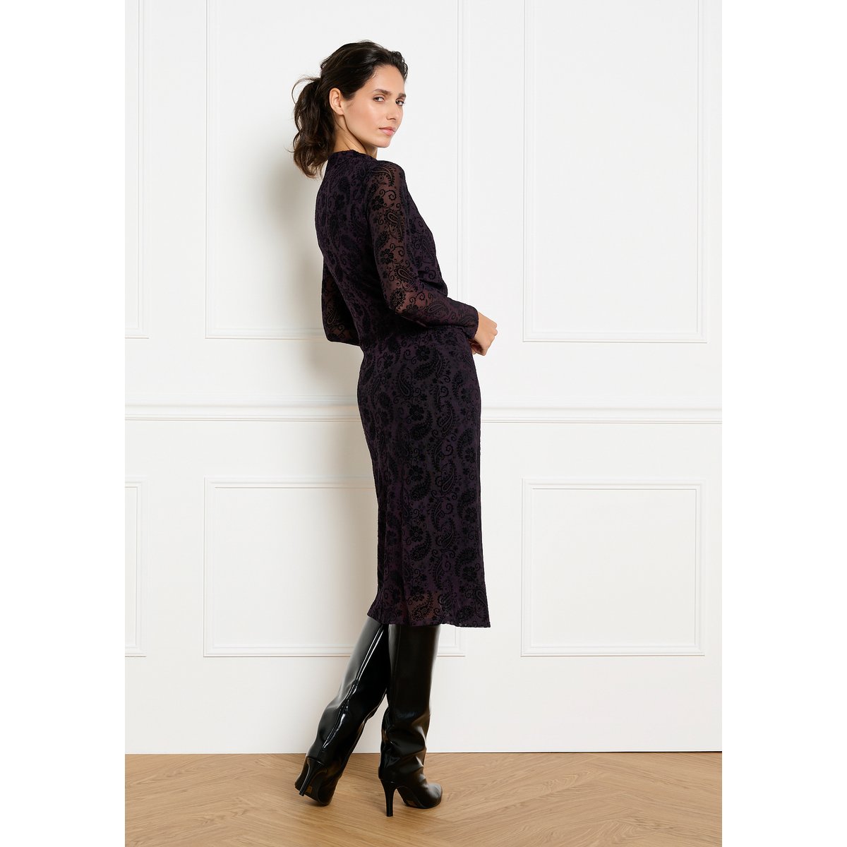 Robe en résille motif cachemire purple, LOLALIZA