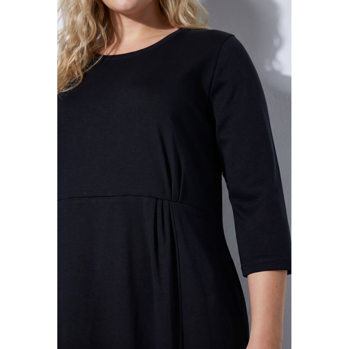 Robe longue avec fronces fantaisie noir, ULLA POPKEN