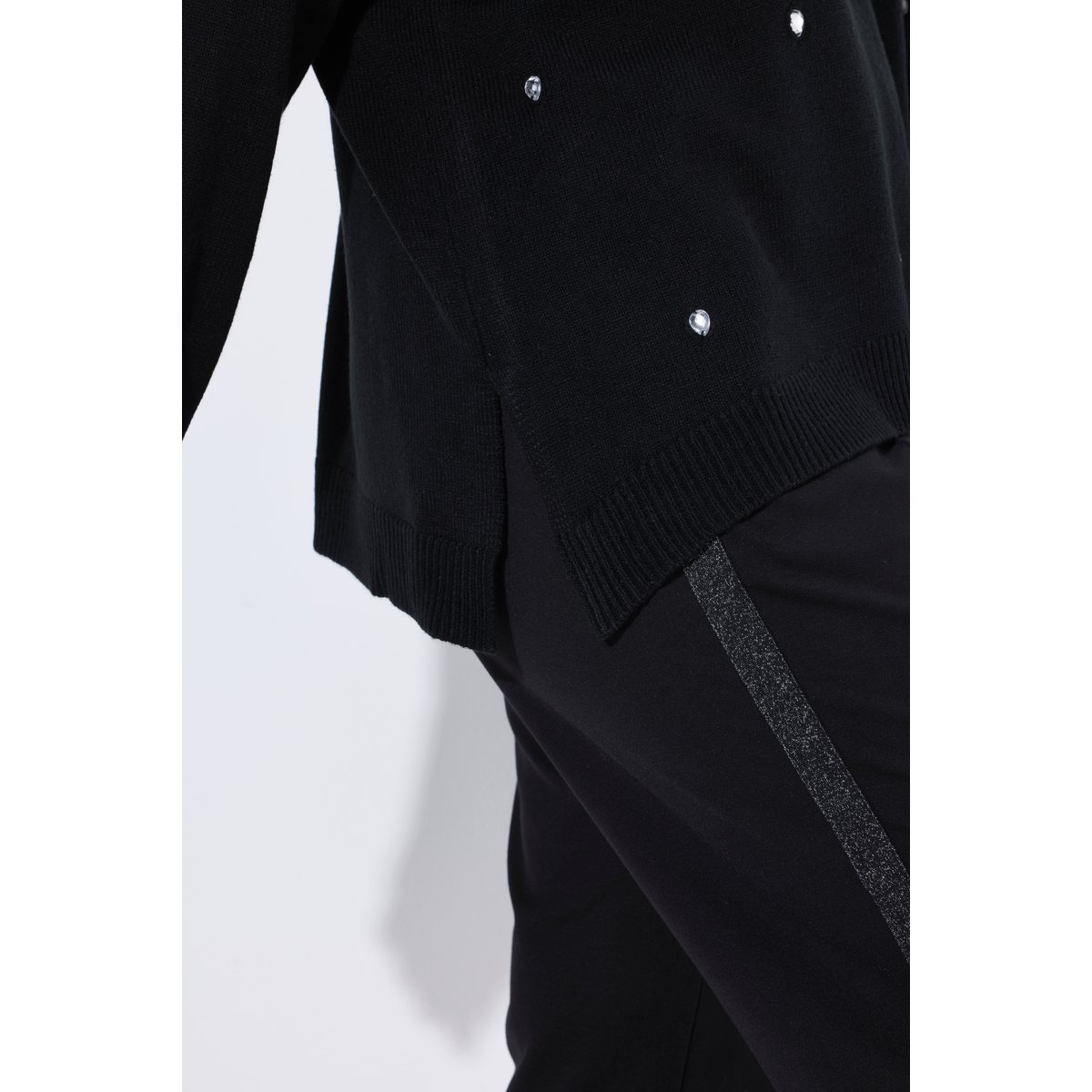 Pull à strass oversize noir, ULLA POPKEN