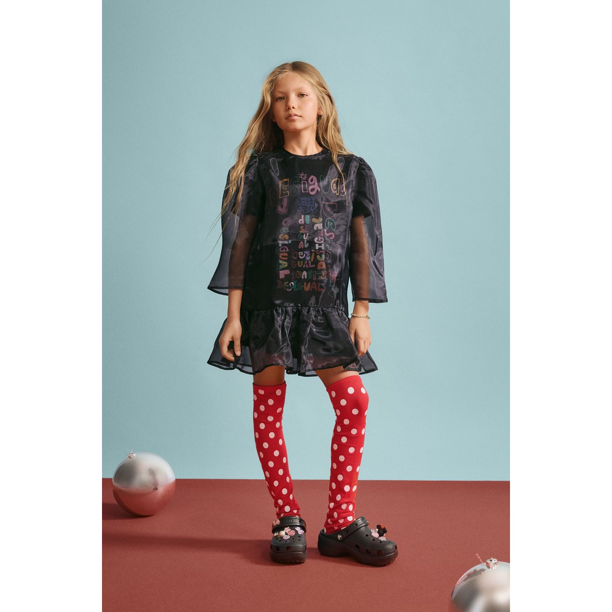 Robe manche 3/4 lettering noir, DESIGUAL