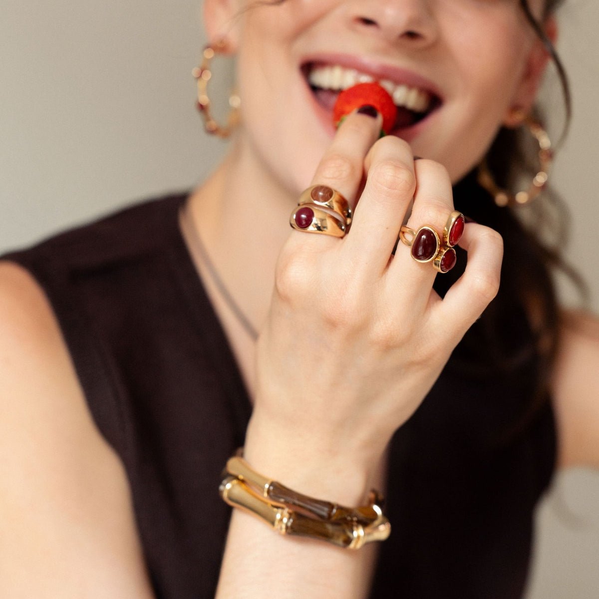 Bague 3 cabochons bordeaux bordeaux, BALABOOSTE