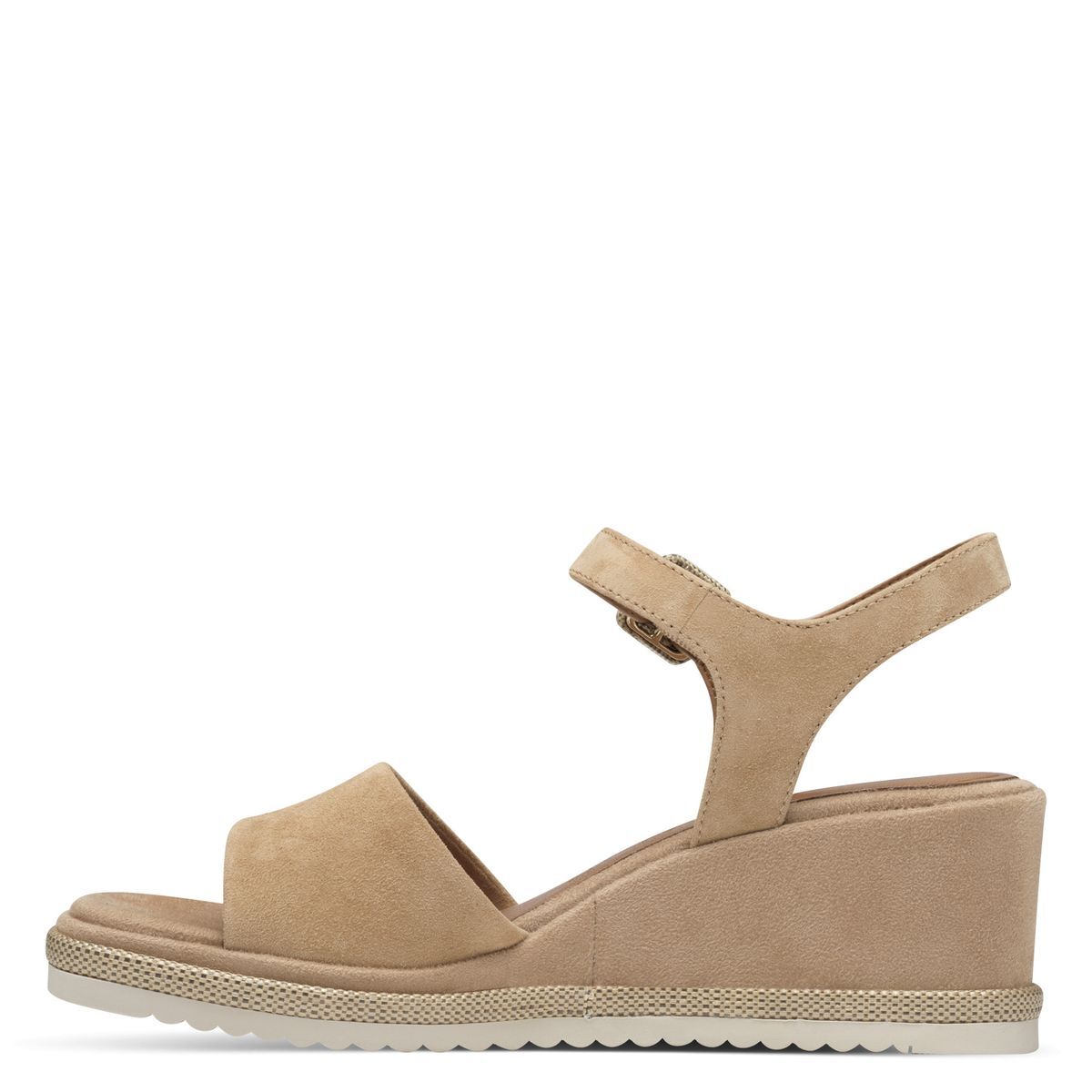 Sandale à talon en cuir beige ivoire camel, TAMARIS