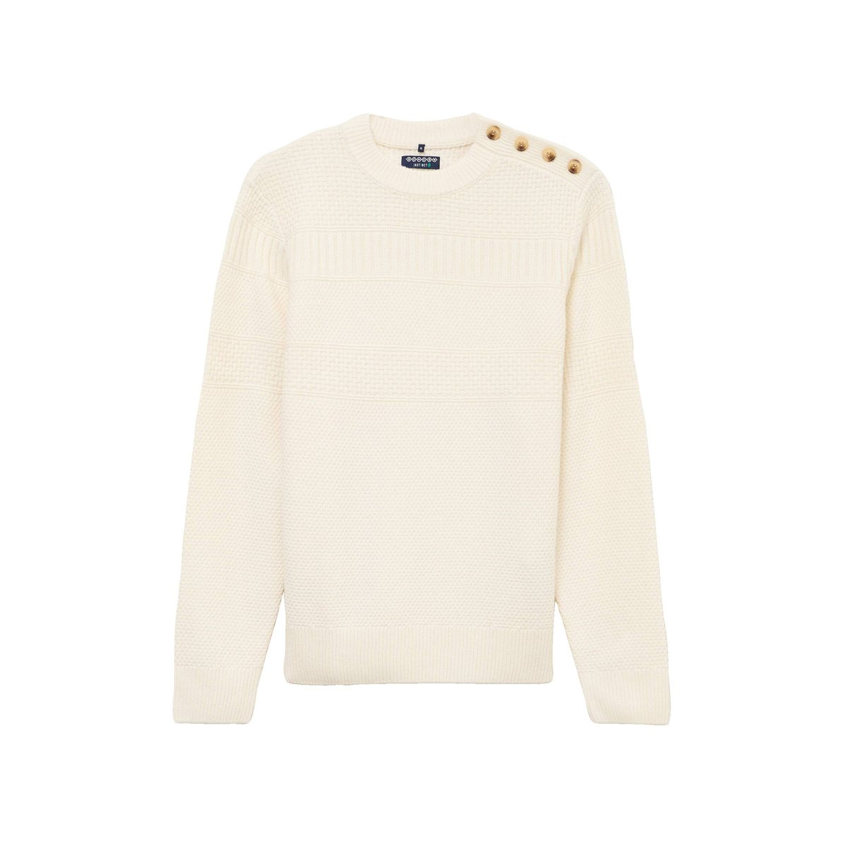 Pull col rond ecru, BONOBO