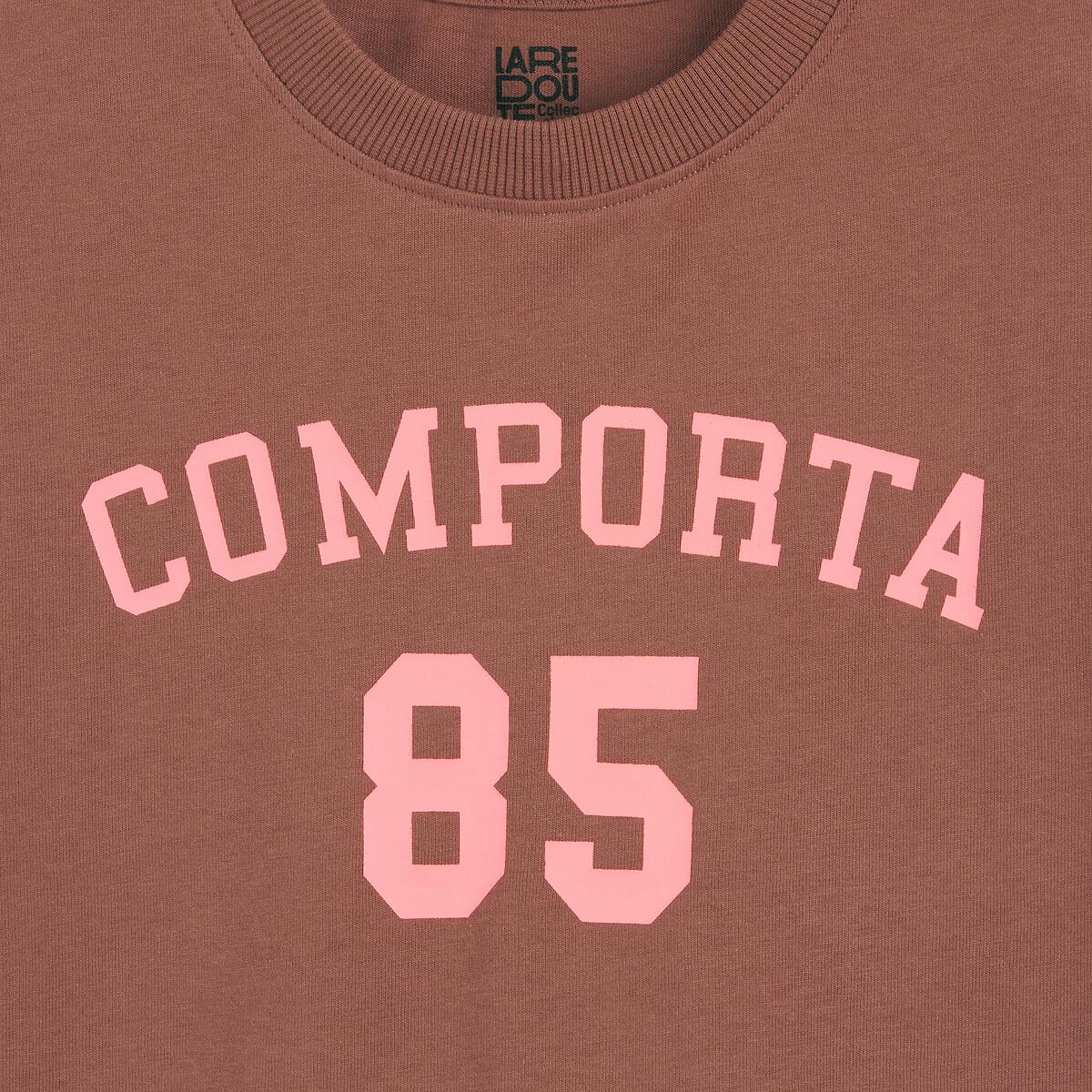 Lot de 2 T-shirts col rond, à manches courtes marron + corail, LA REDOUTE COLLECTIONS