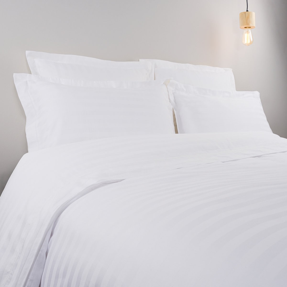 Drap housse en coton bande satin REVE blanc, LINANDELLE