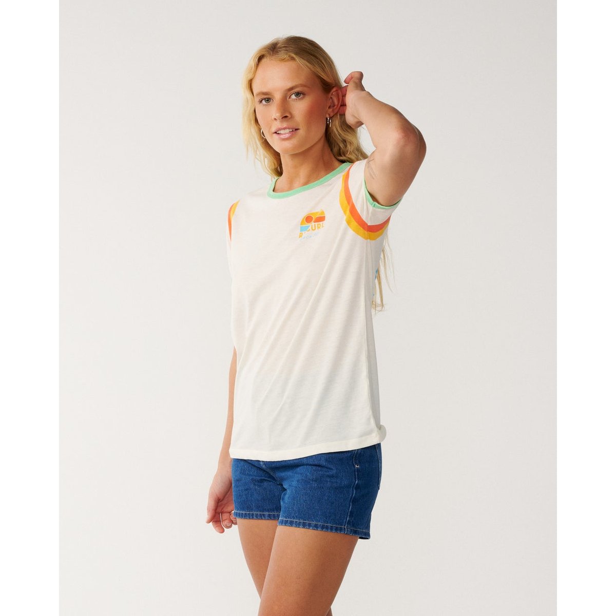 T-shirt  Line Up RINGER bone, RIP CURL