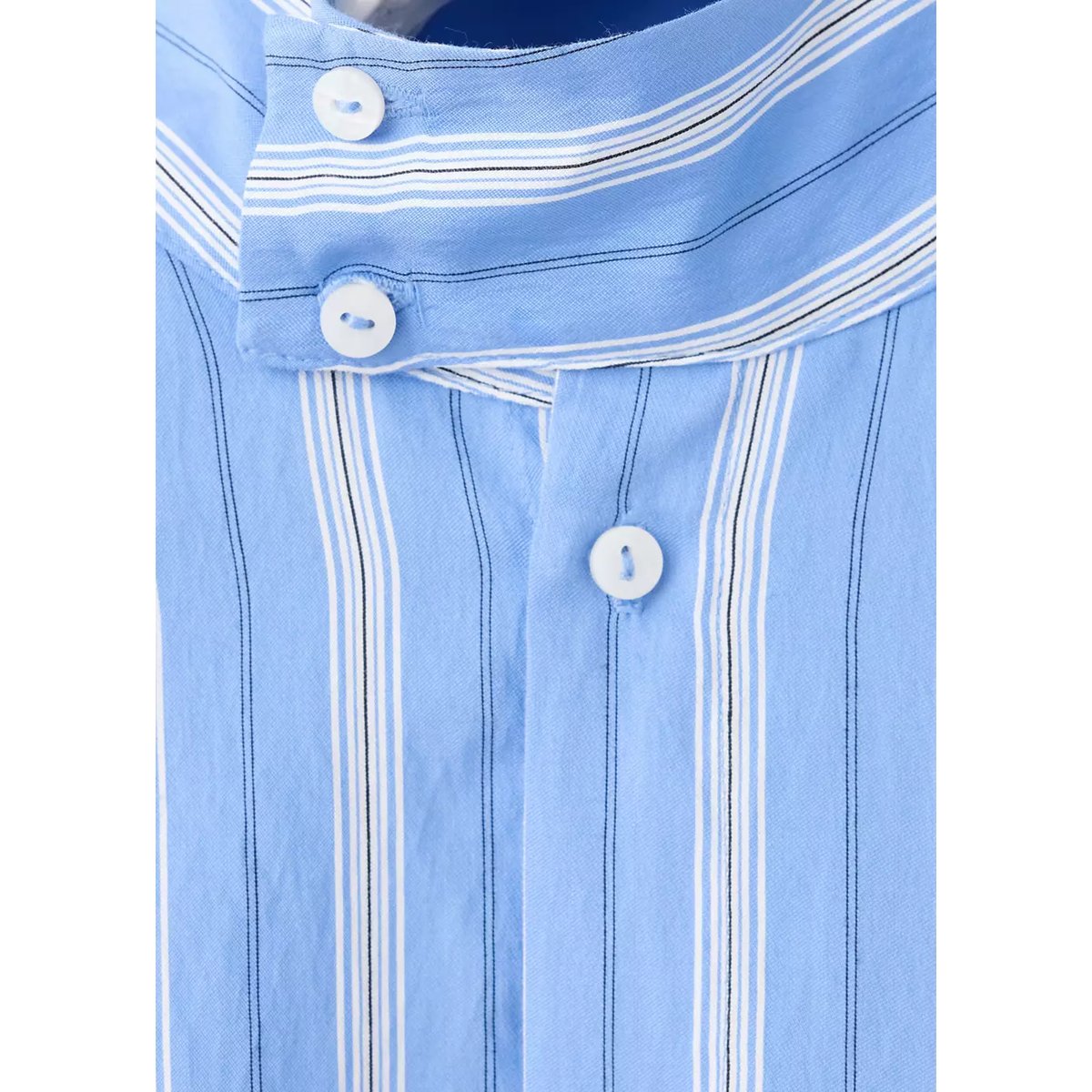 Chemise à rayures col montant bleu, MANGO