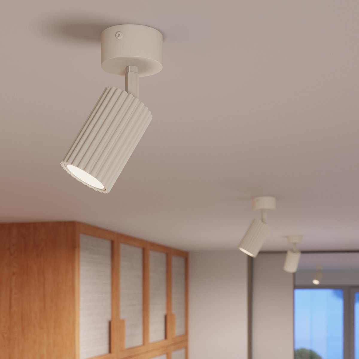 Plafonnier Aluminium Beige GU10 1 KARBON beige, EDEN