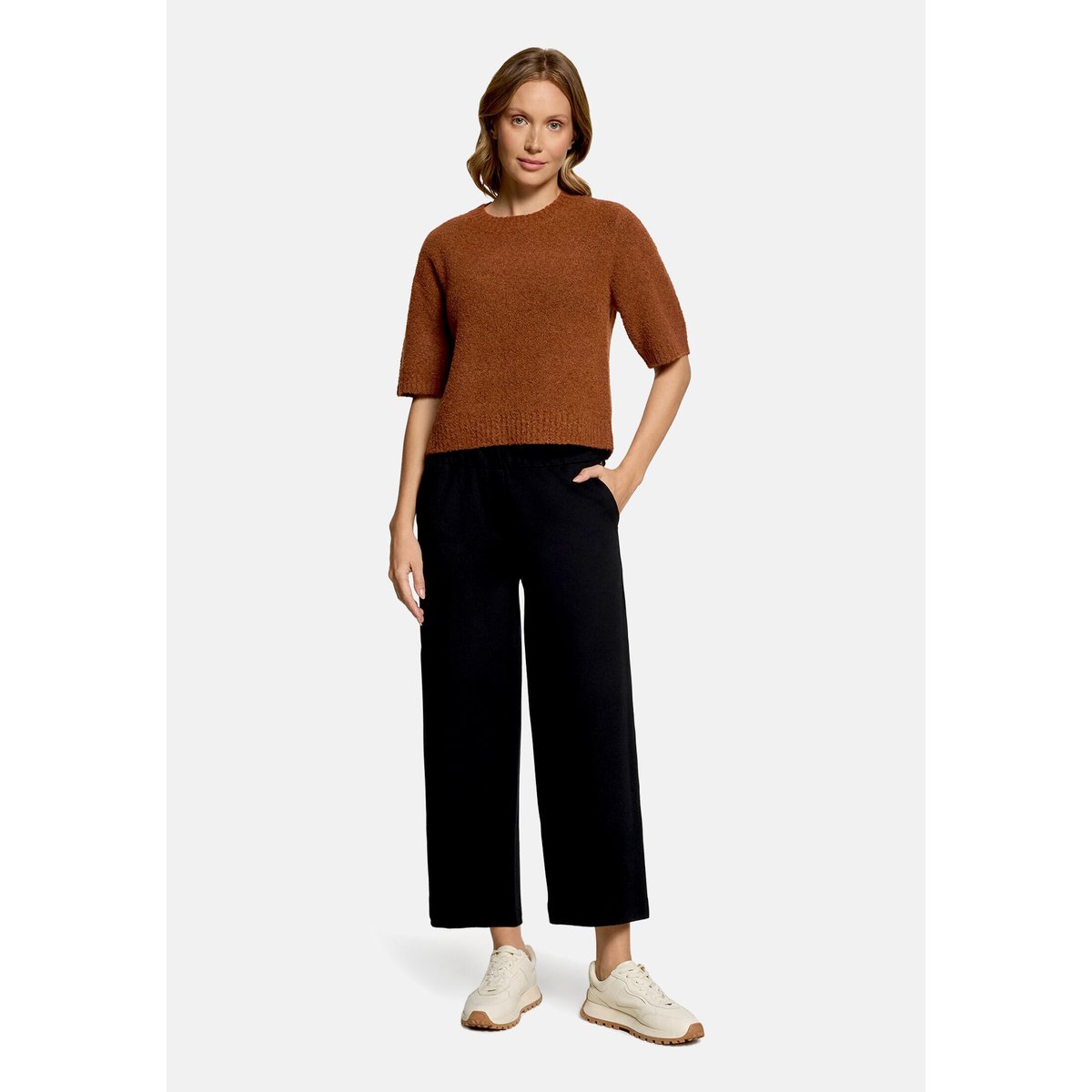 Pull-over en maille à encolure ronde dark brown melange, BETTY & CO