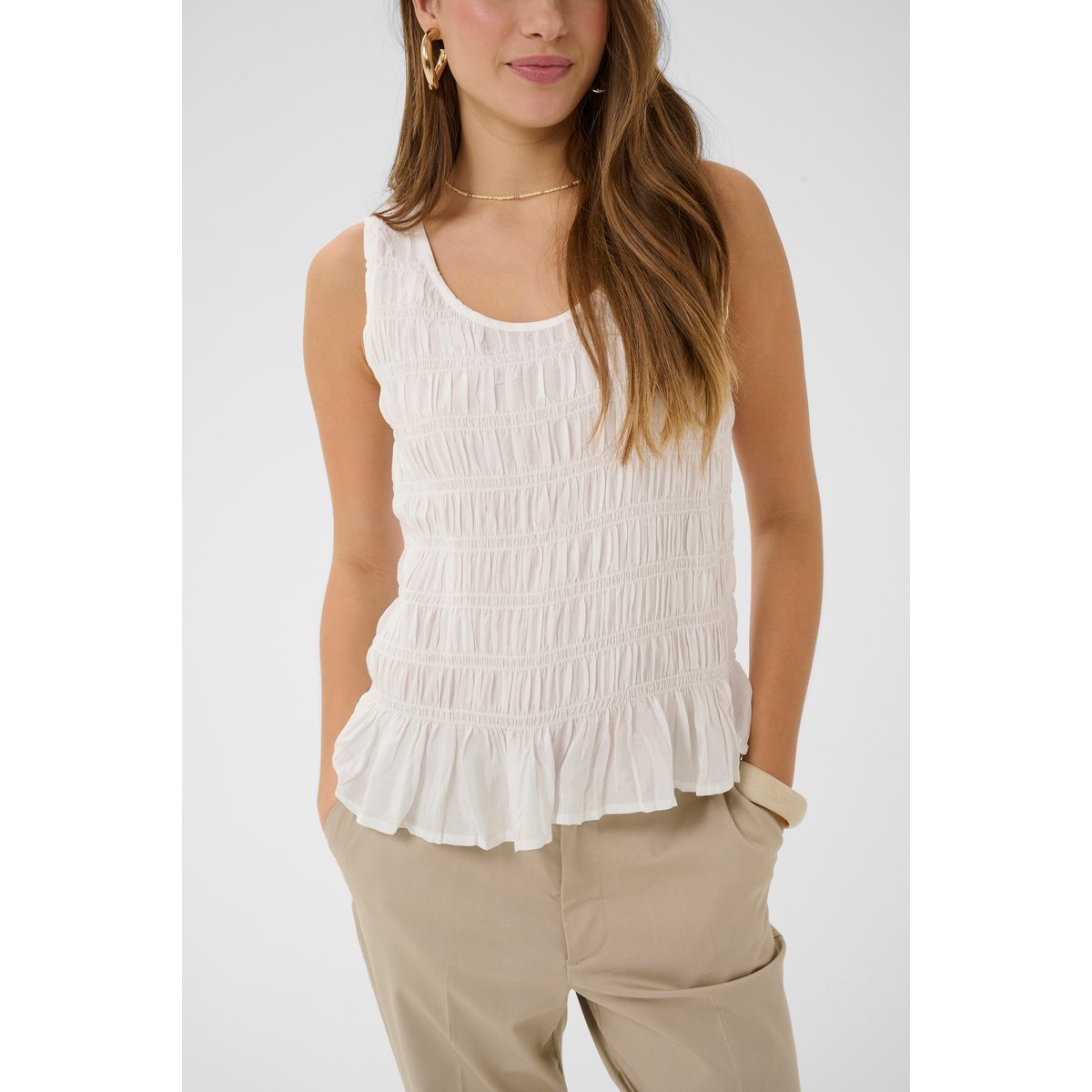 Blouse sans manches blanc snow white, CREAM