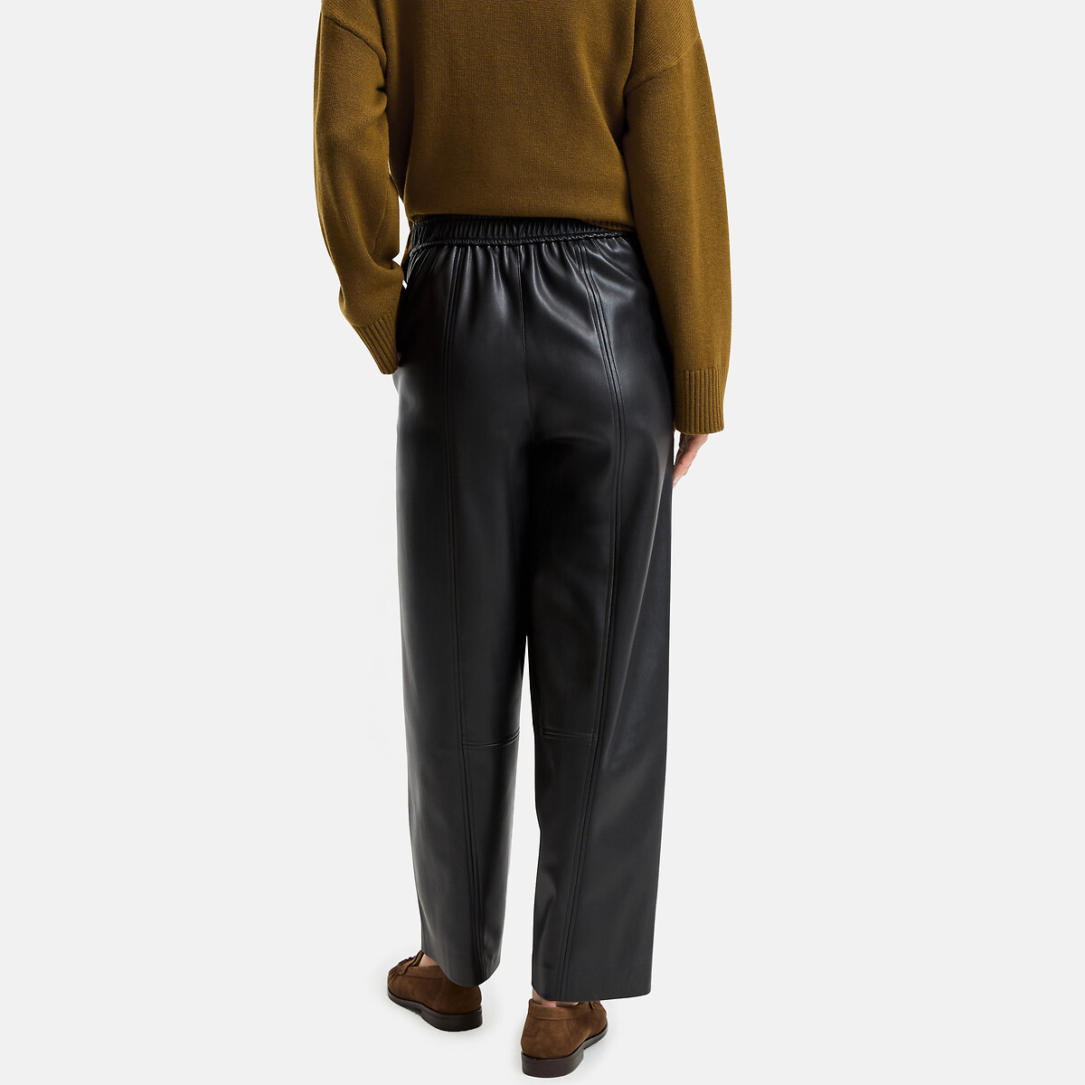 High Waisted Wide Leg Faux Leather Barrel Trousers black, LA REDOUTE COLLECTIONS