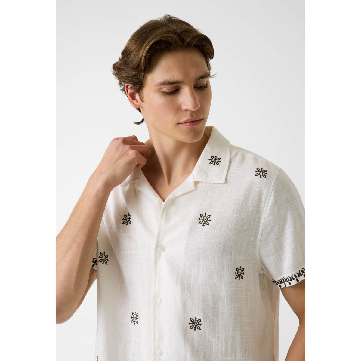 Chemise En Mélange De Lin crème, GUESS