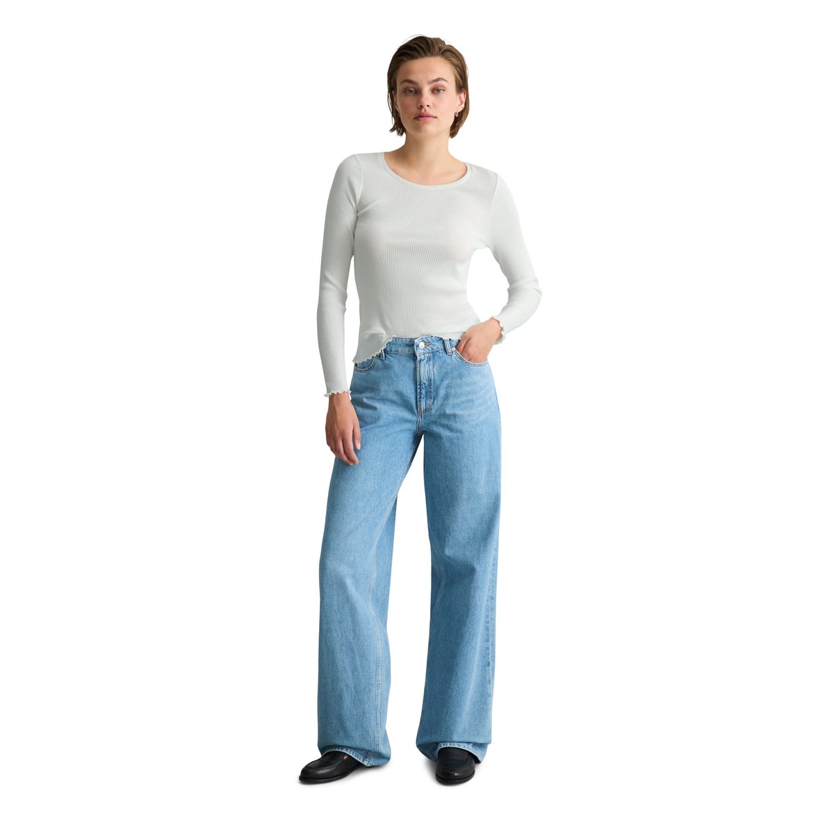 Jeans modèle Tomma wide en coton bio non extensible bleu, MARC O’POLO DENIM