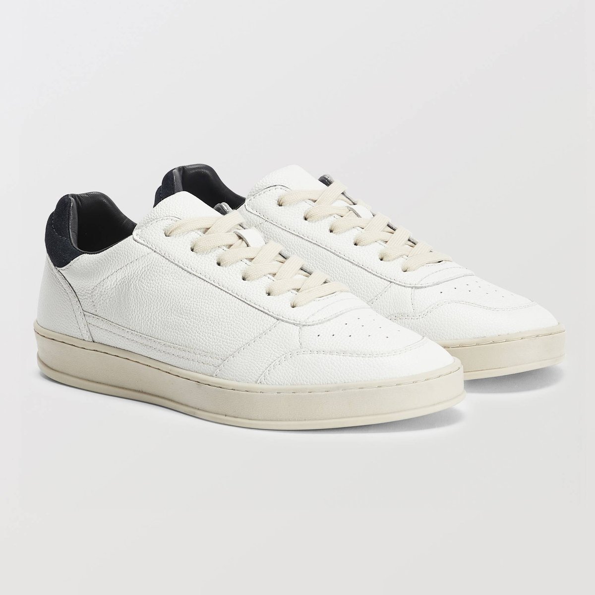 Baskets en cuir blanc, MONOPRIX