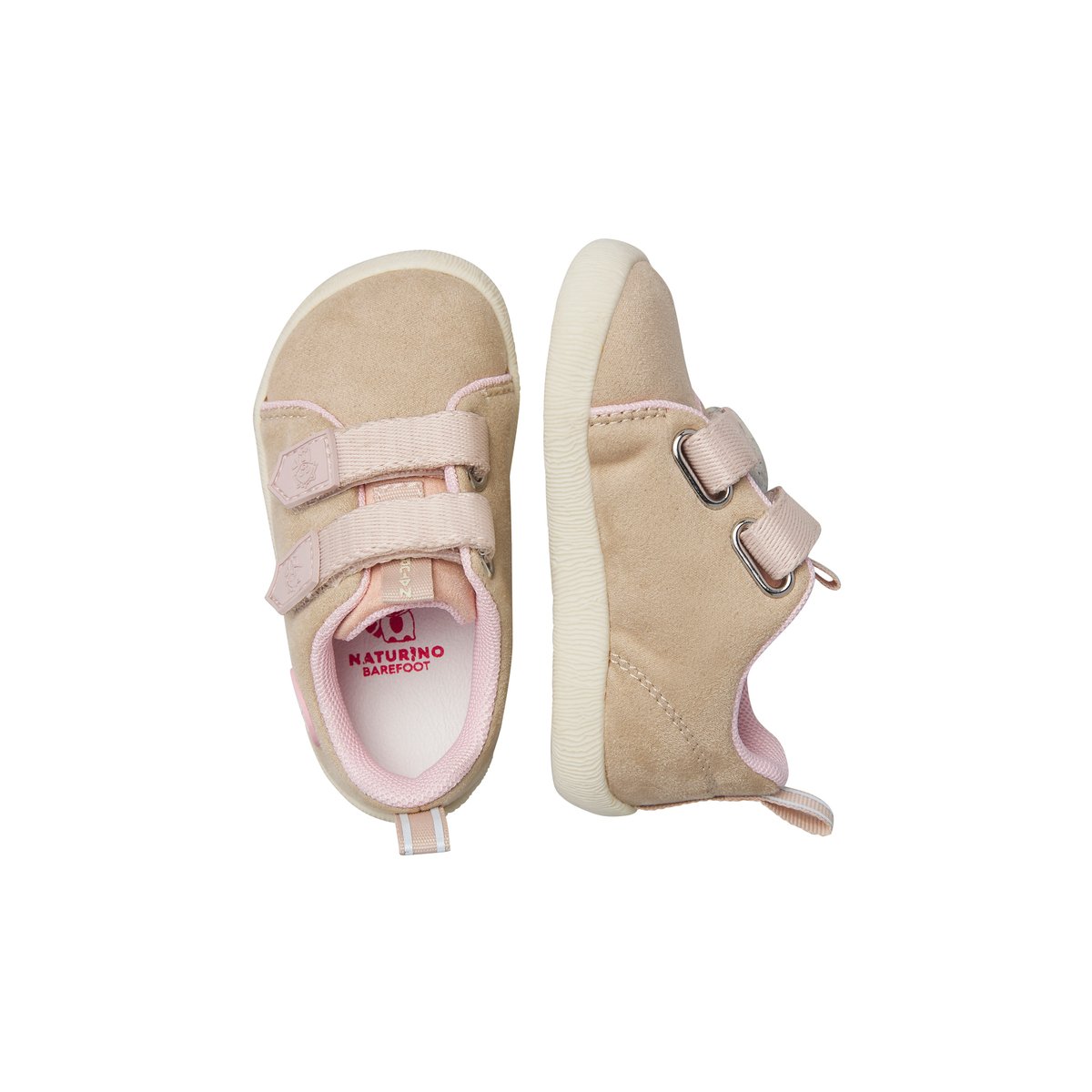 Sneakers en écopelle et tissu YOMPY VL. beige-rose, NATURINO