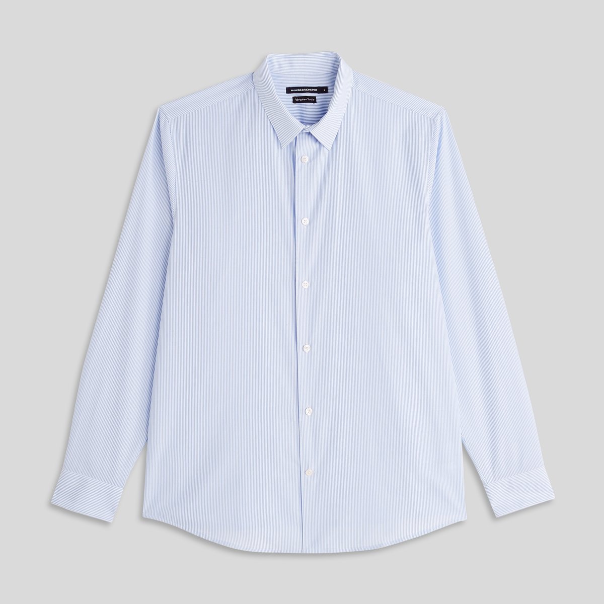 Chemise Rayée En Coton Bio blanc/ciel, MONOPRIX