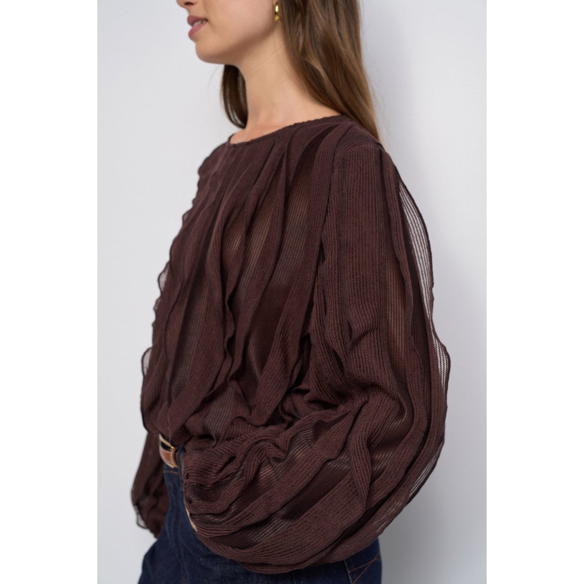 BLOUSE À VOLANTS marron, SALSA JEANS