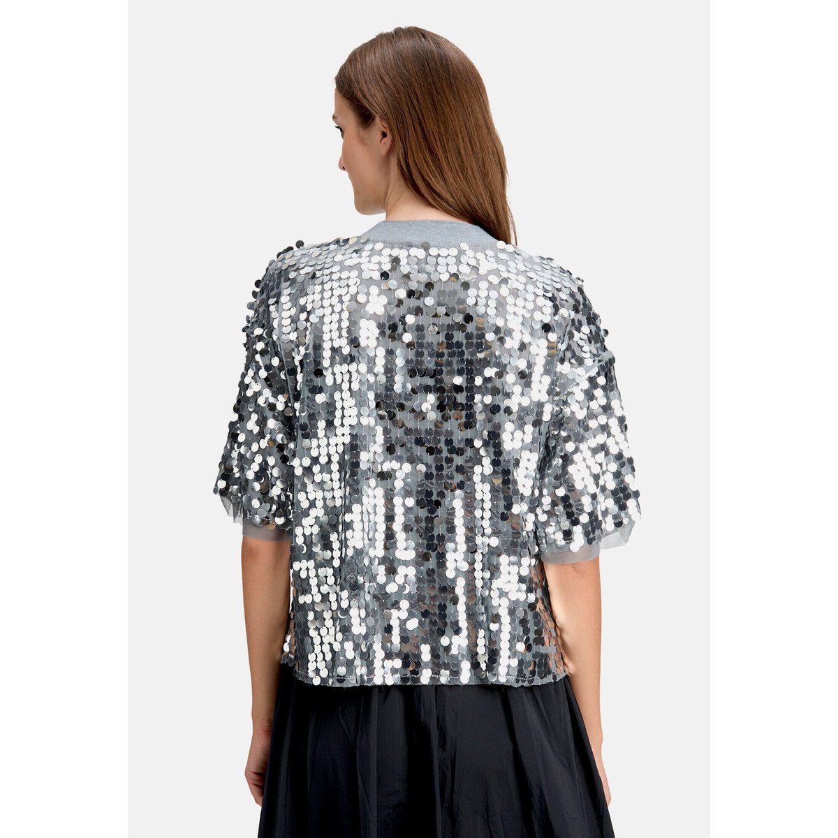 Pull-over à paillettes à bordures côtelées silver/grey, CARTOON