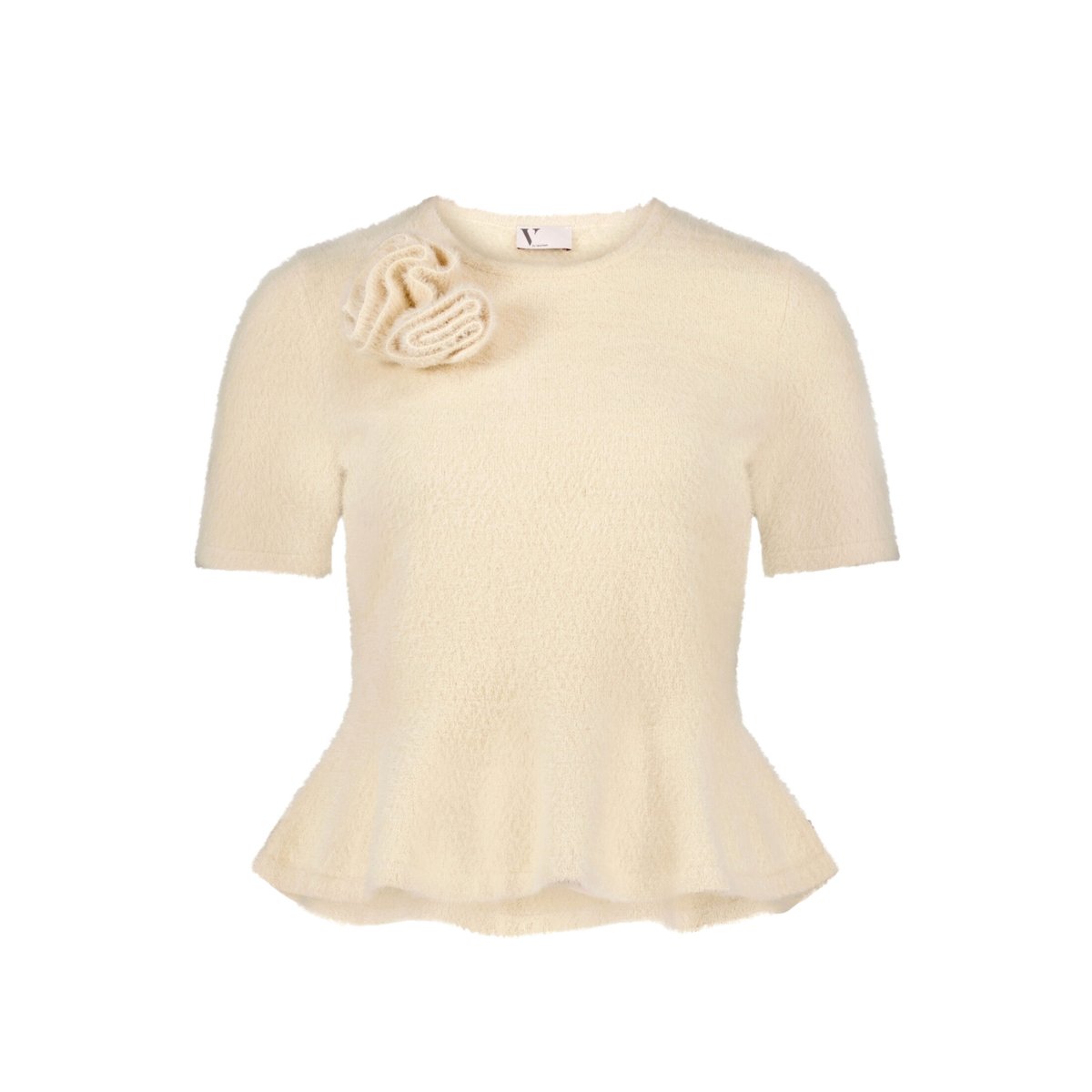 Pull-over en maille à encolure ronde champagne sorbet, VERA MONT