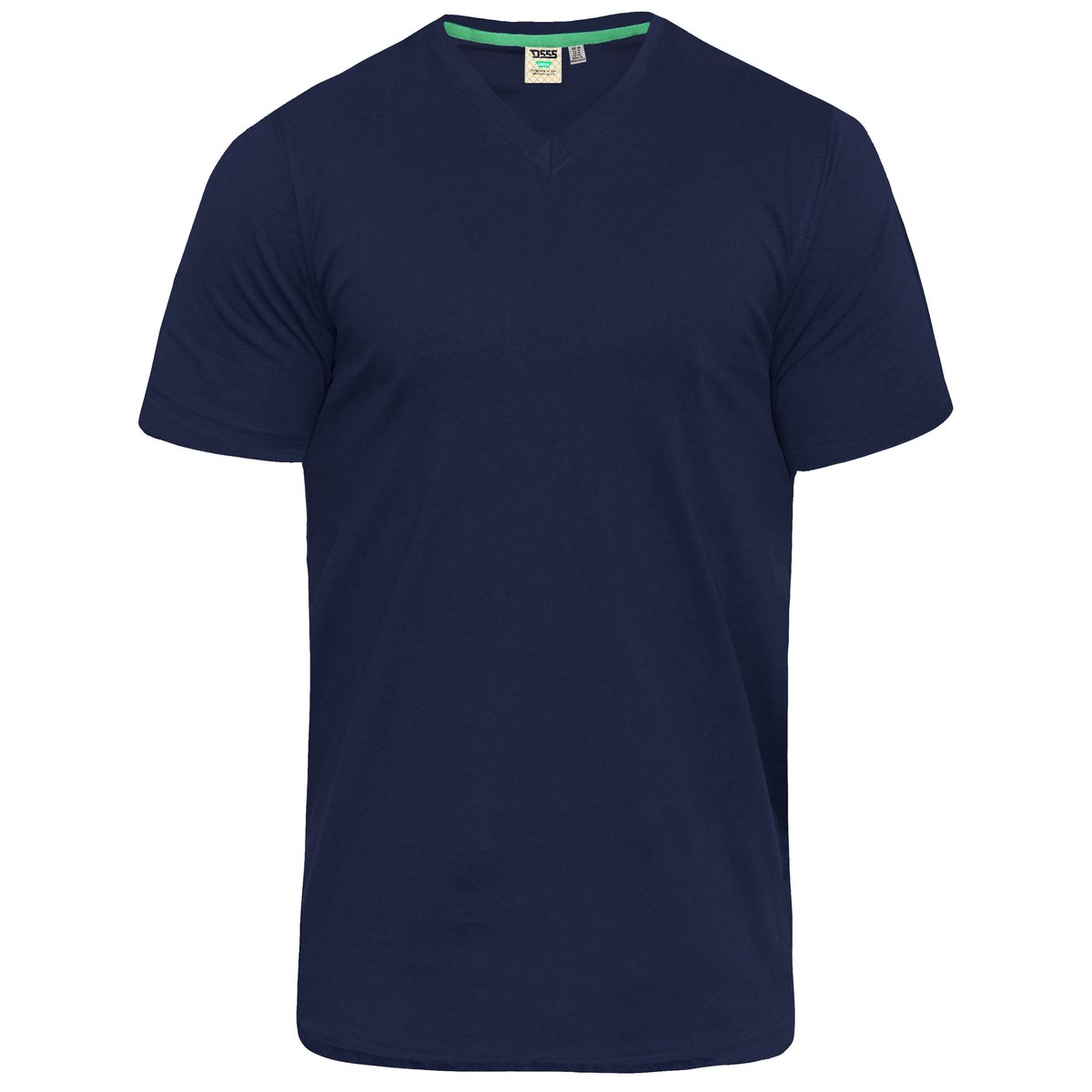 T-shirt uni col V SIGNATURE bleu marine, DUKE