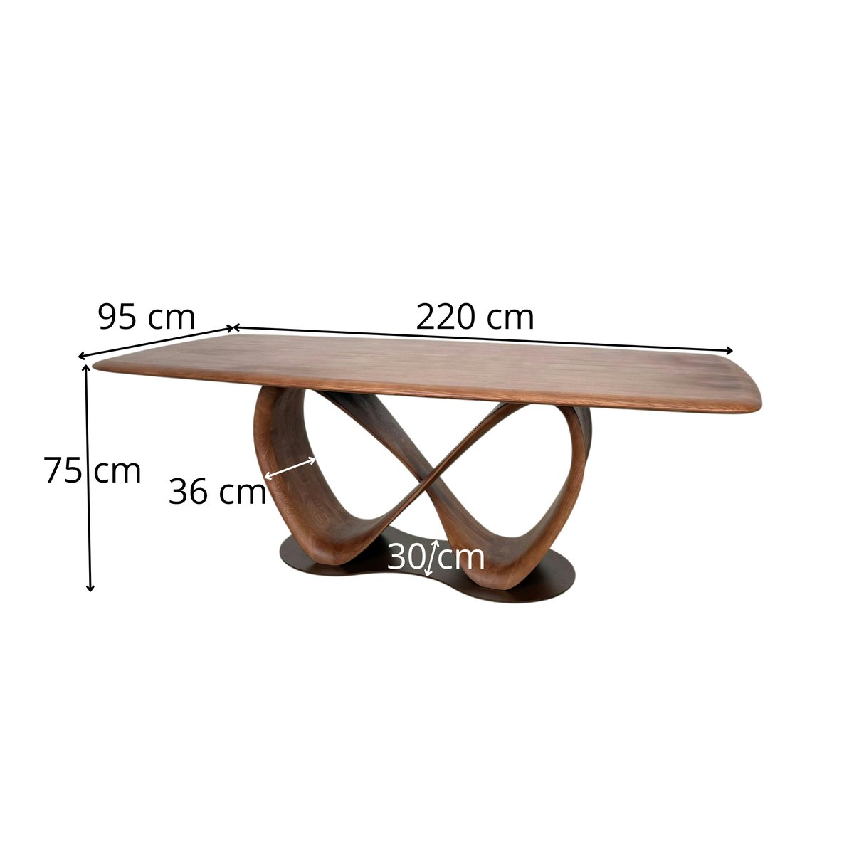 Table à manger bois de frêne à pied design ruban 220 cm ALDER marron, PIER IMPORT