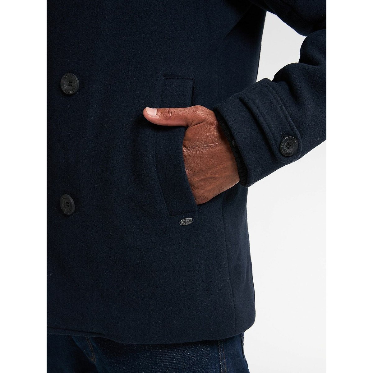 Pea coat with trim navy blue, PETROL INDUSTRIES