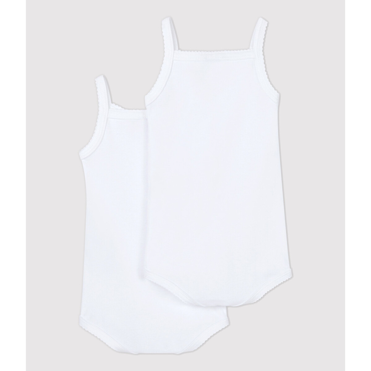 Set van 2 rompertjes met bandjes wit, PETIT BATEAU