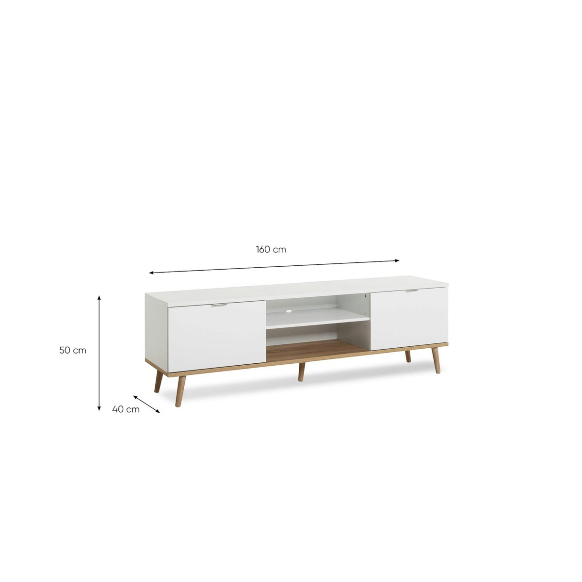 Meuble TV blanc 2 portes style scandinave ALVA blanc, PIER IMPORT