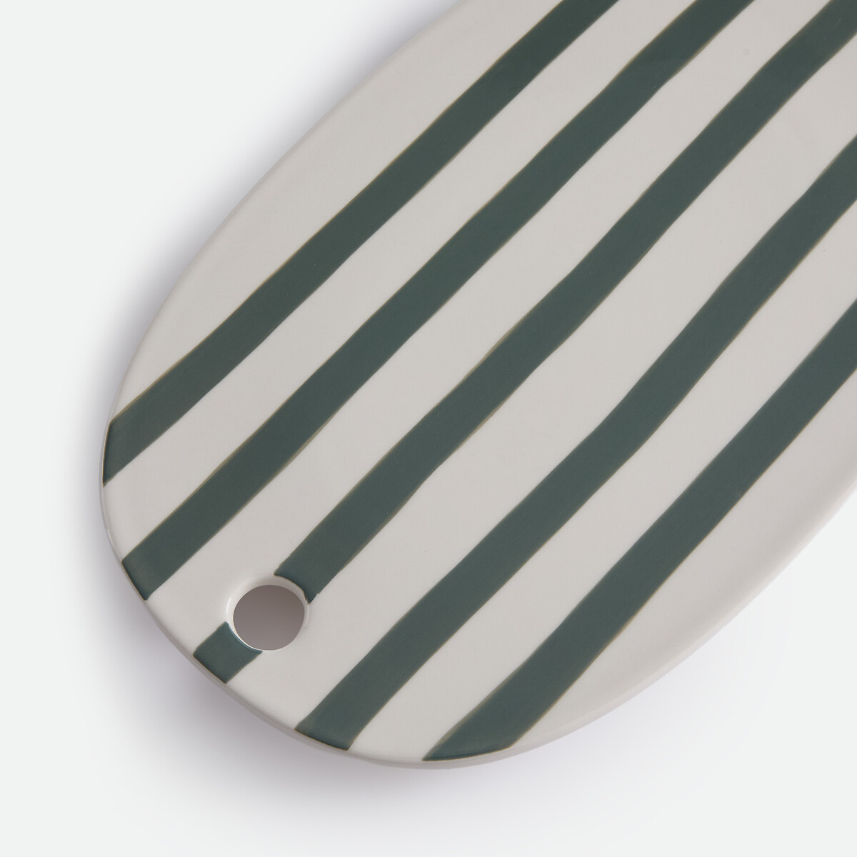 Tagliere a righe in gres, ZEPHI bianco/verde eucalipto , LA REDOUTE INTERIEURS
