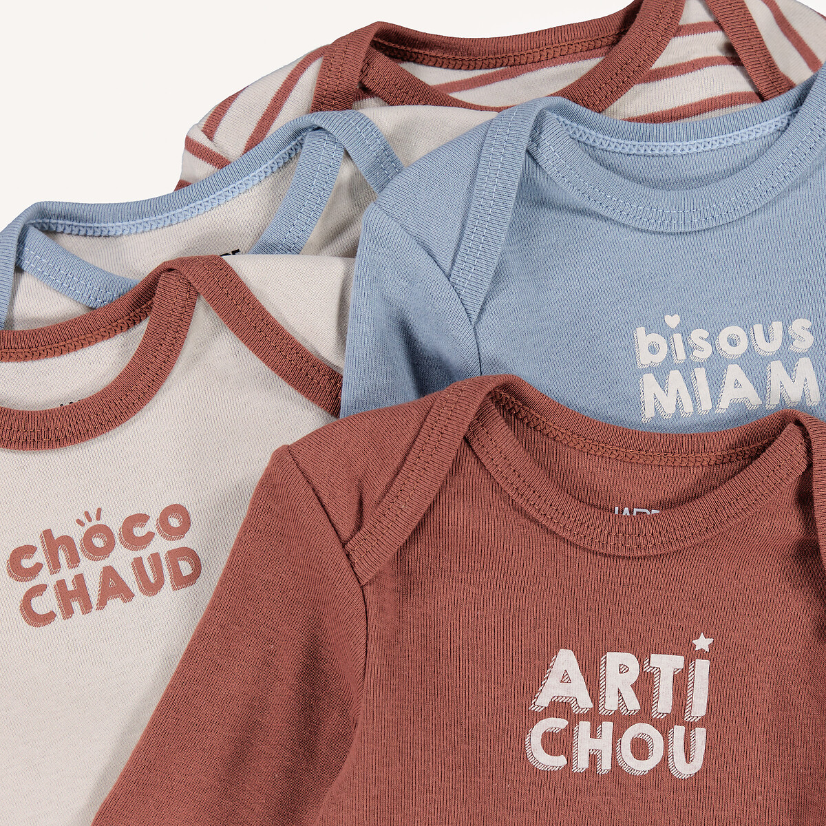 Pack of 5 Bodysuits with Long Sleeves assorted, LA REDOUTE COLLECTIONS