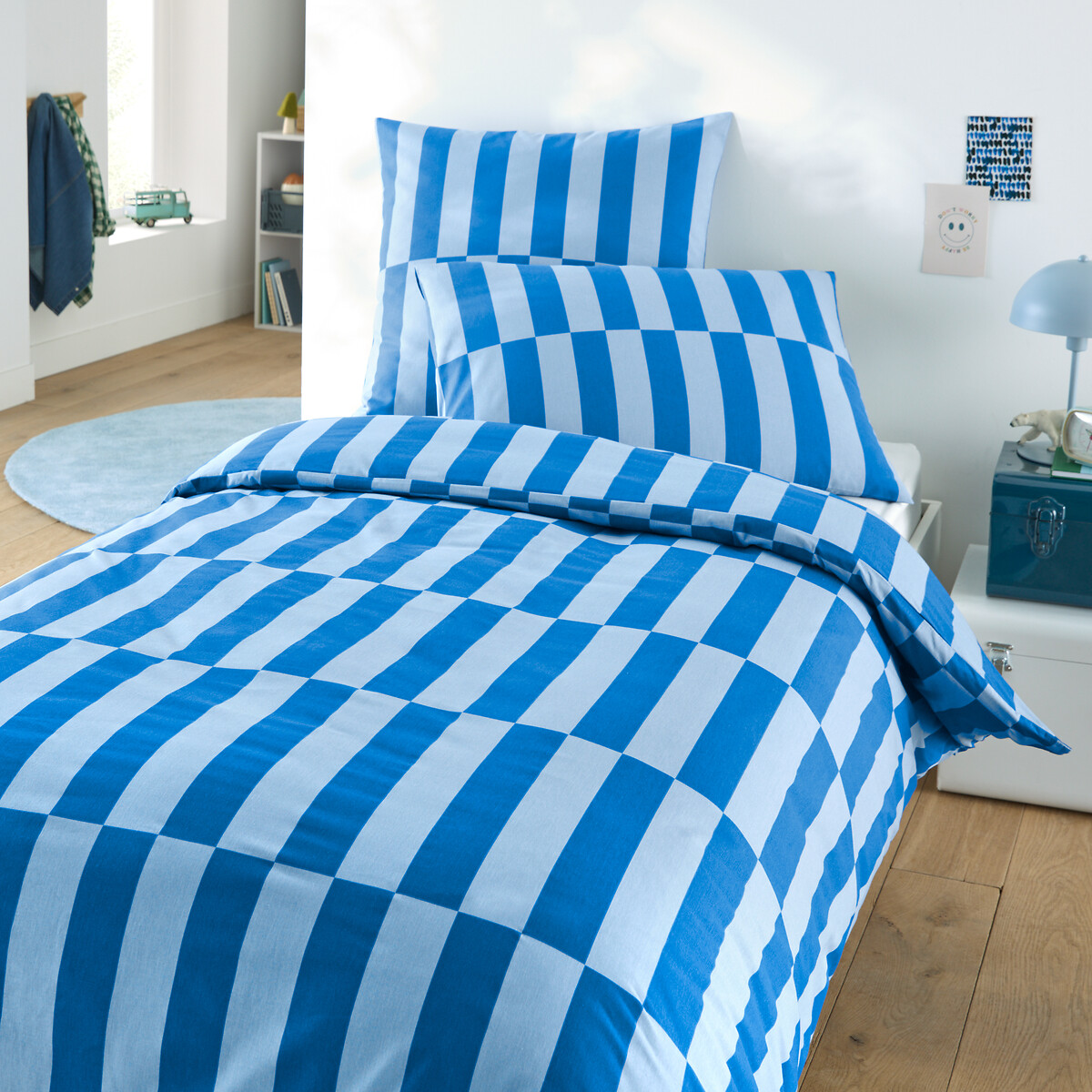 Housse de couette enfant en 50% coton recyclé, TABAKA BLEU bleu, LA REDOUTE INTERIEURS