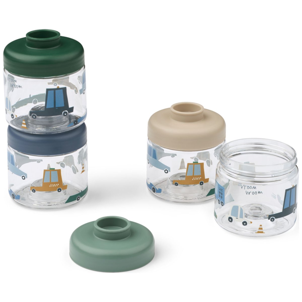 Lot de 4 boîtes alimentaires Dominique vert, bleu, orange, LIEWOOD
