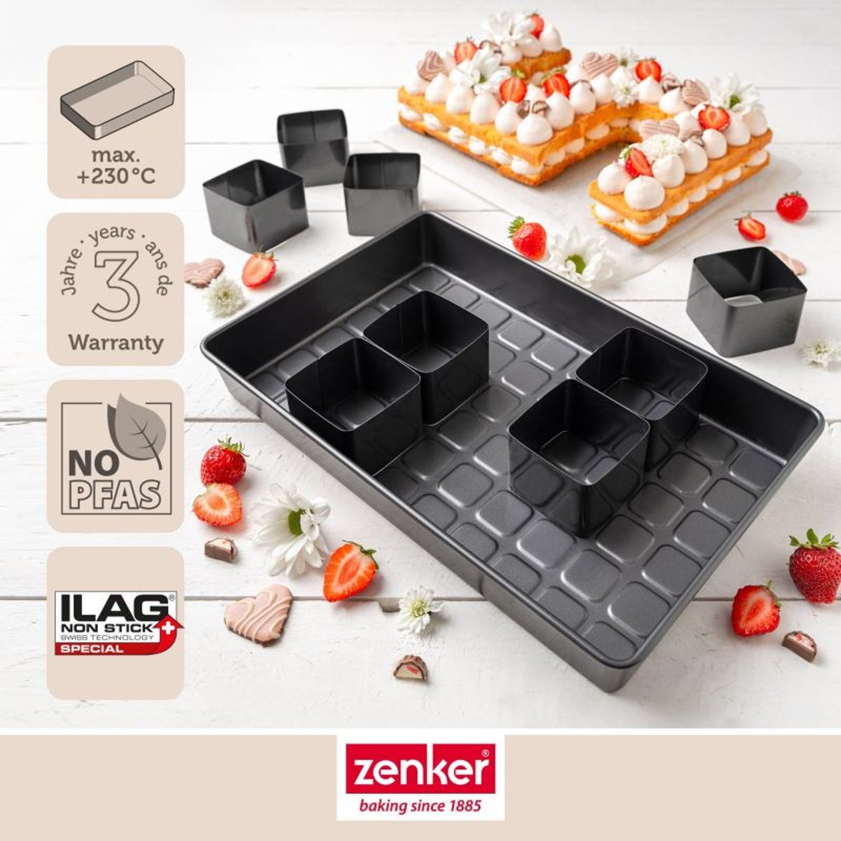 Moule à gâteau chiffres et lettres sans PFAS Zenker noir, ZENKER