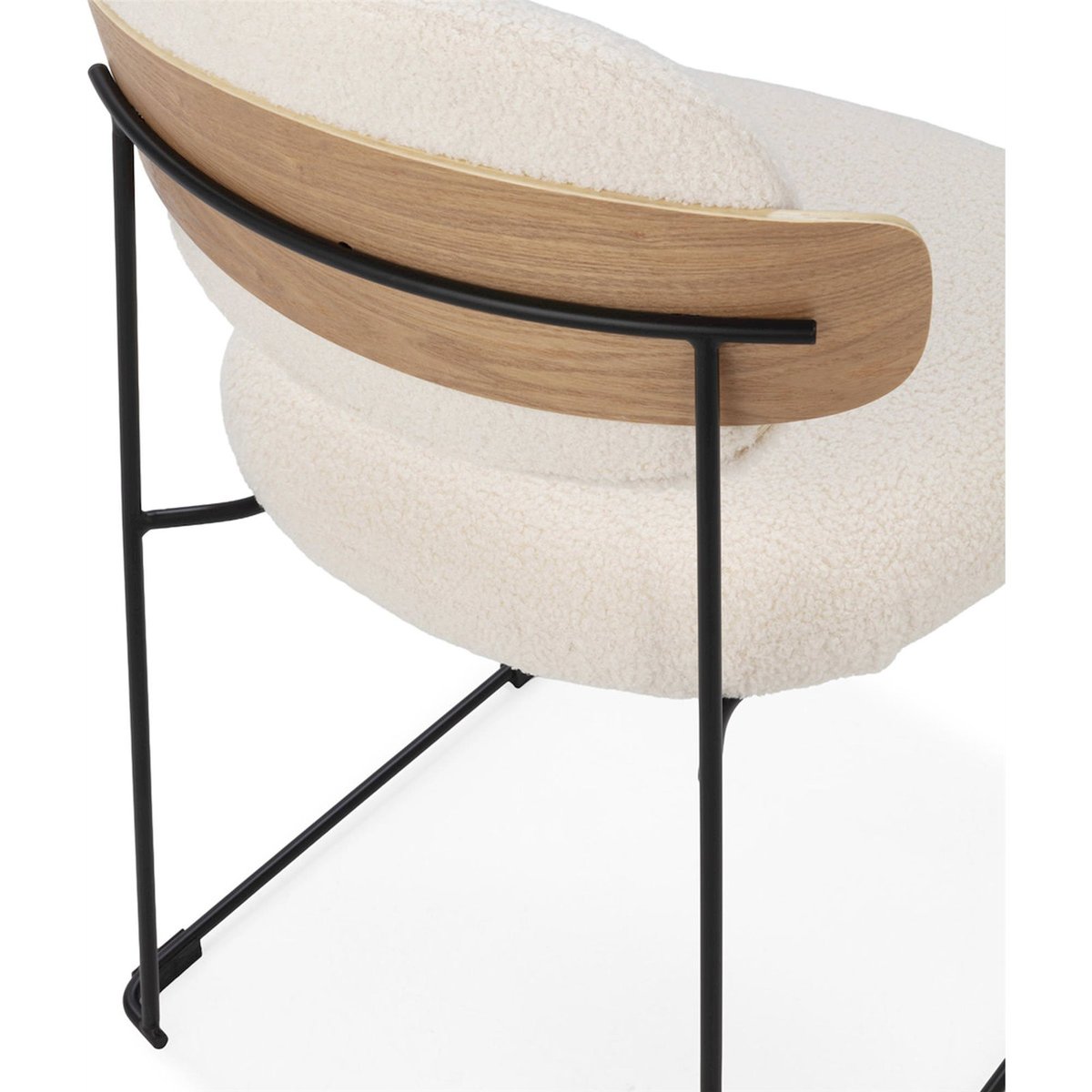 Chaise en tissu bouclette et chêne naturel noir blanc, RECOLLECTION