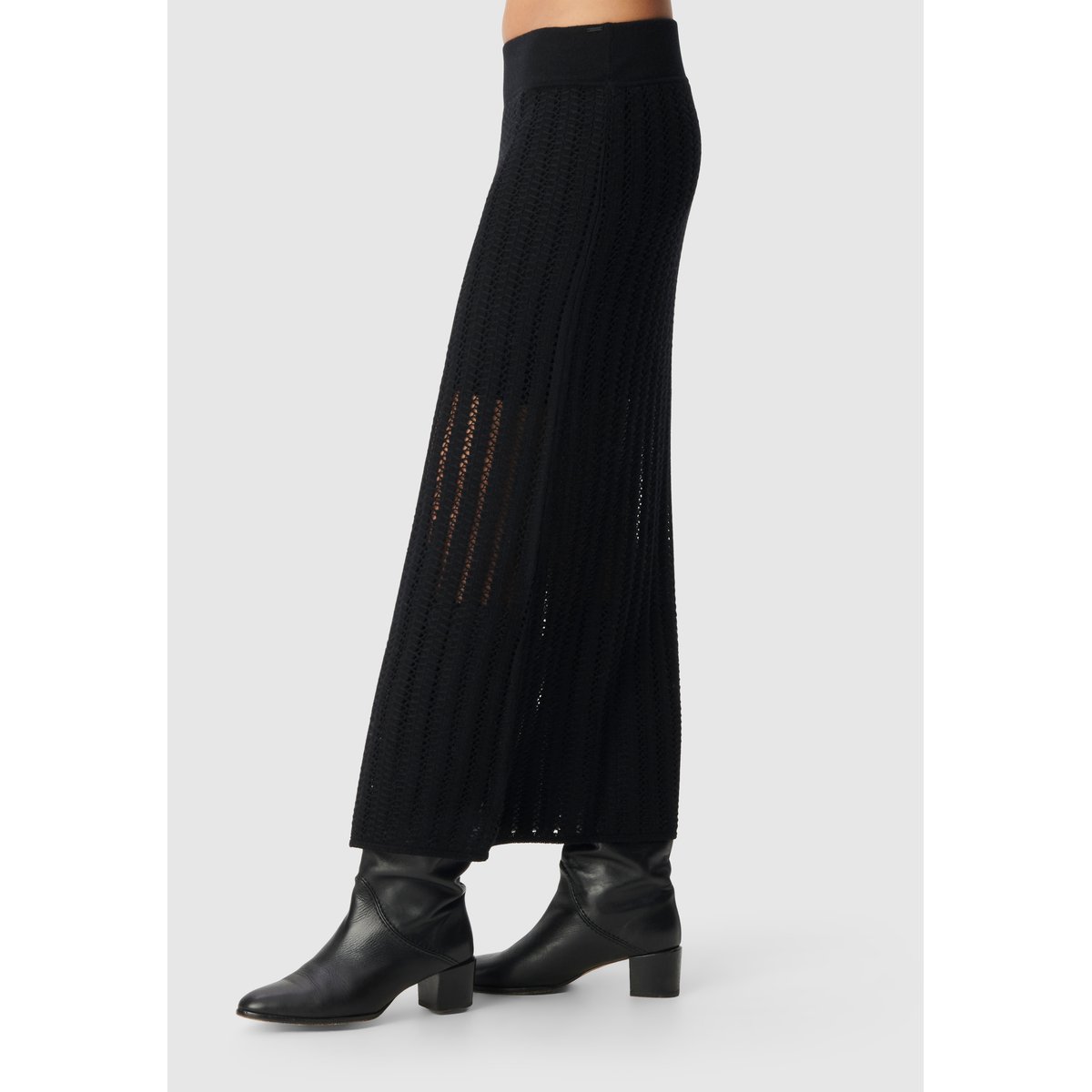 Jupe longue tricot ajouré noir, IKKS