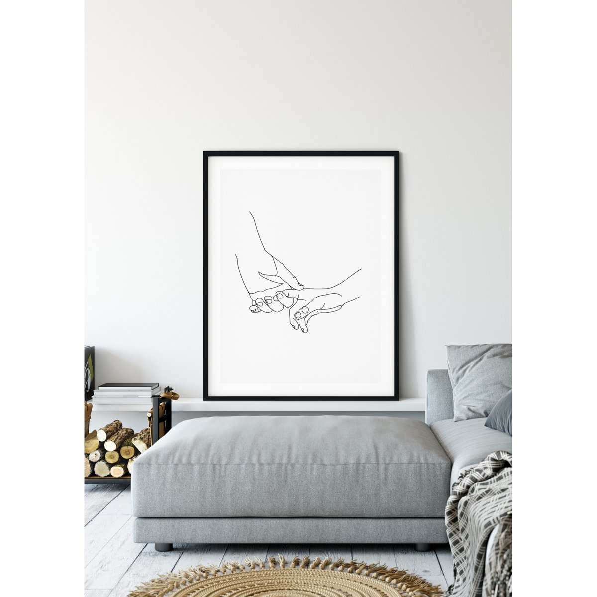 Affiche Line Art Mains blanc, L'AFFICHERIE