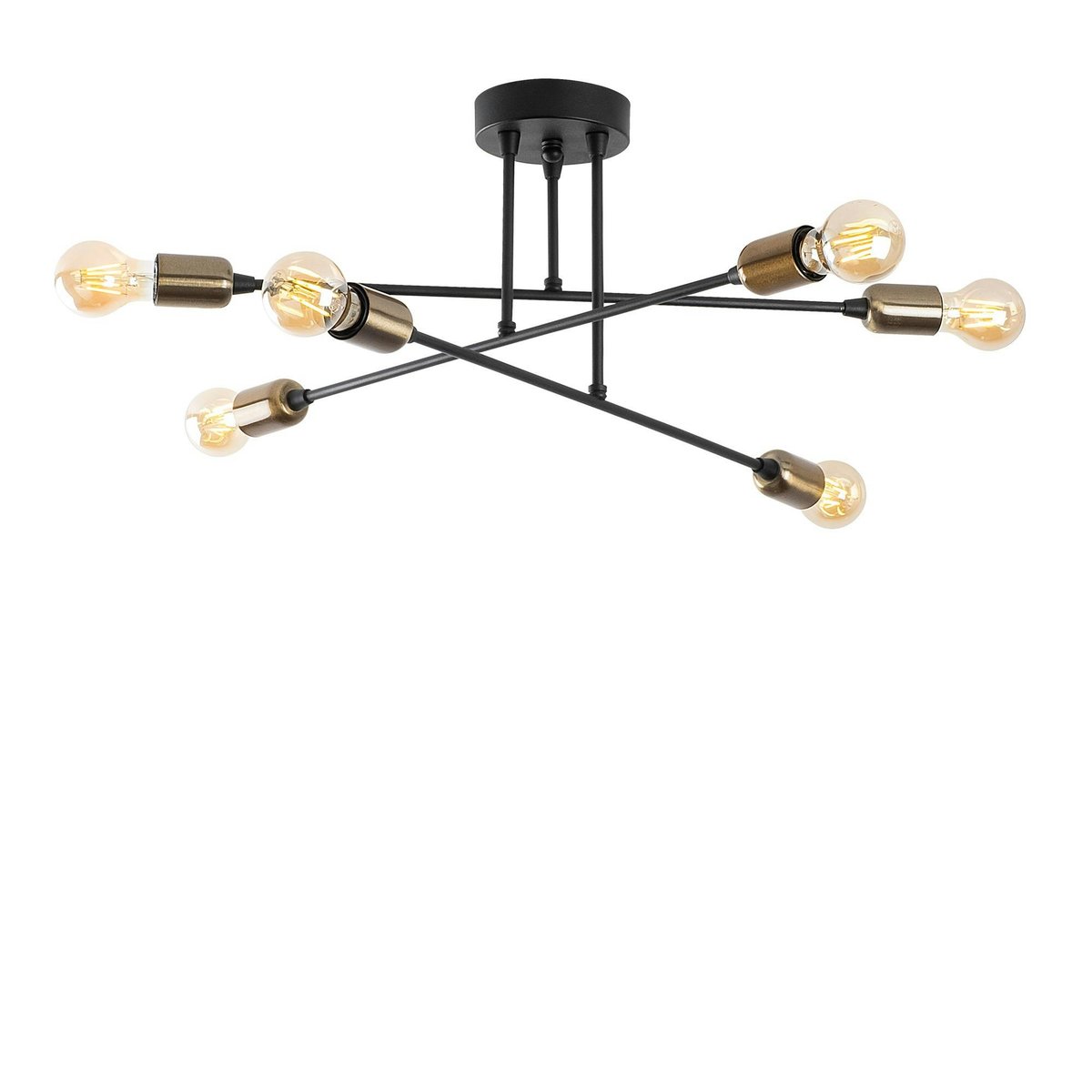 Suspension moderne cuivrée 6 lampes sur tige MARATEA doré, PIER IMPORT
