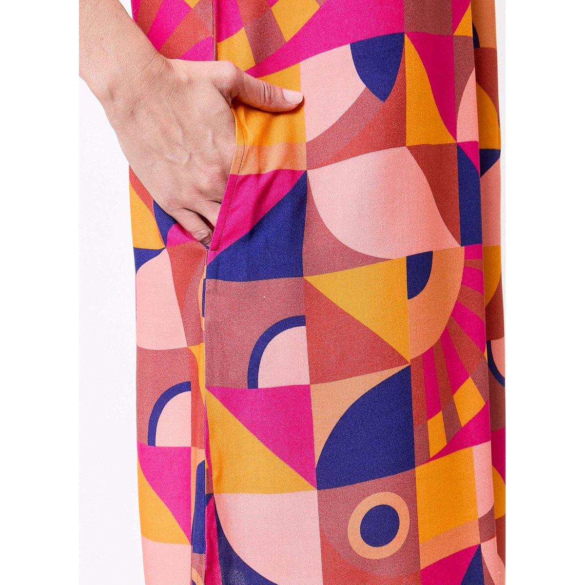 Robe fluide imprimée col V TATU rose bleu maimuna, LA FIANCÉE