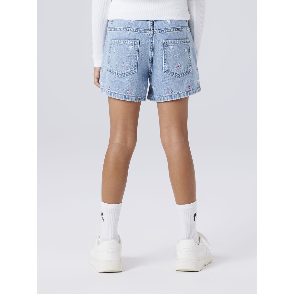 Short coupe droite bleu denim clair, NAME IT