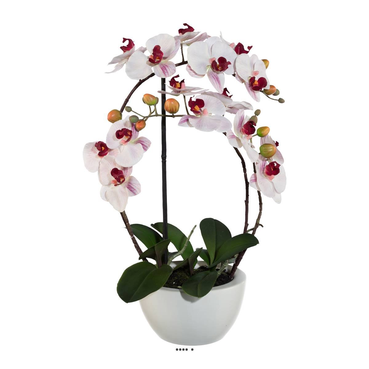 Orchidée factice 4hampes coupe céramique H60 rose-crème, ARTIFICIELLES