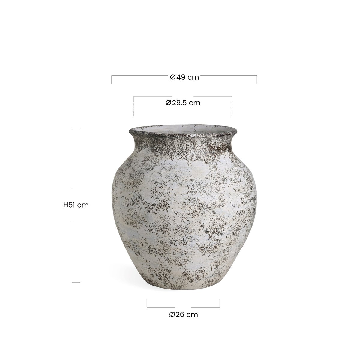 Cache-pot décoratif en ciment effet antique H51 ANTICA crème, SIA DECO