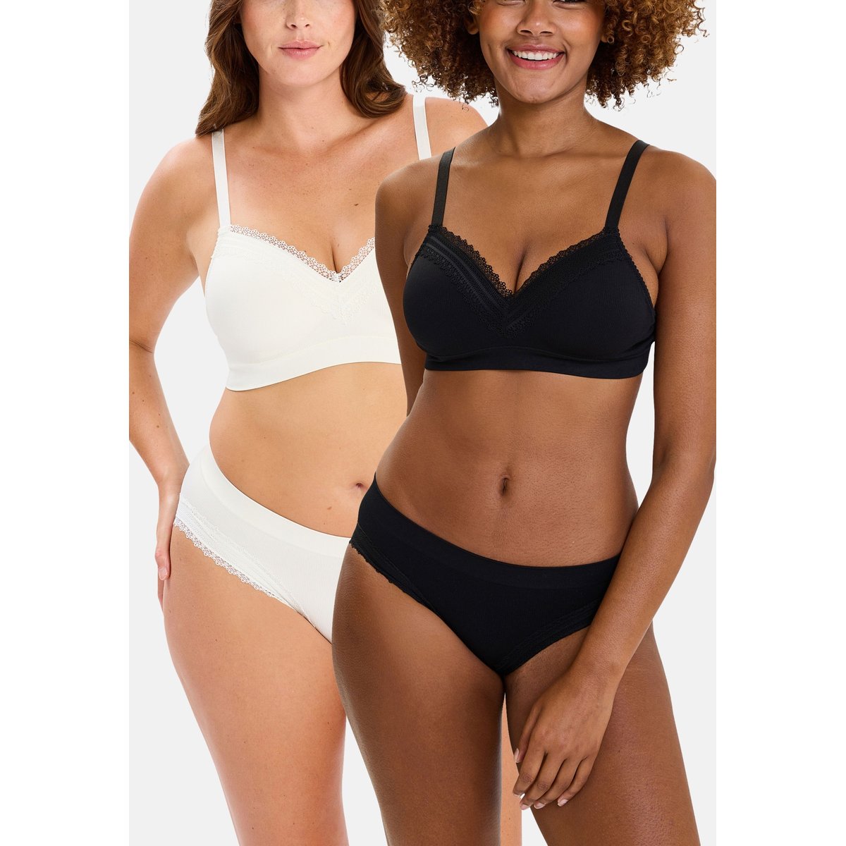 Lot de deux slips AGATHE noir&ivoire, SANS COMPLEXE