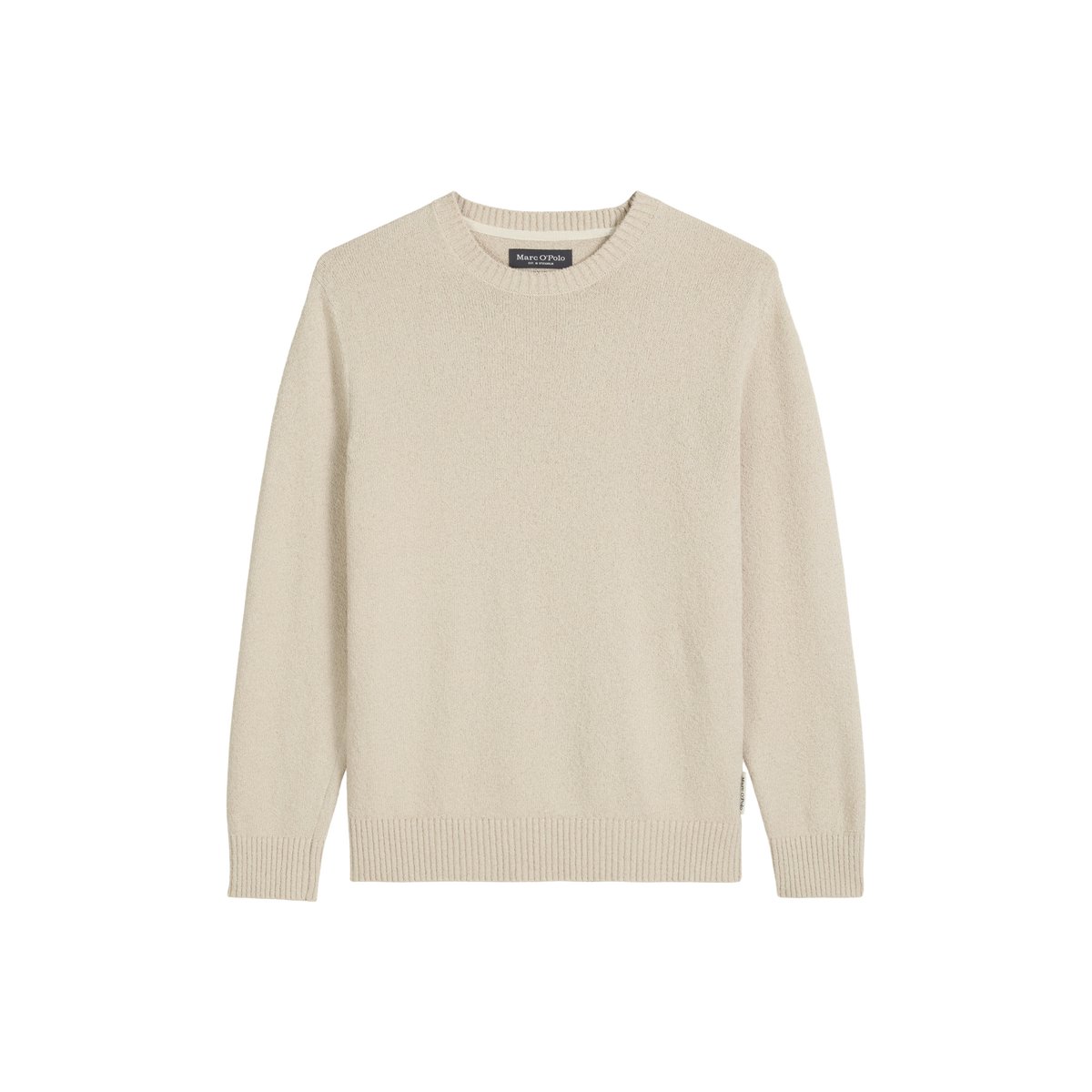 Pull bouclette regular en coton bio mélangé beige, MARC O'POLO