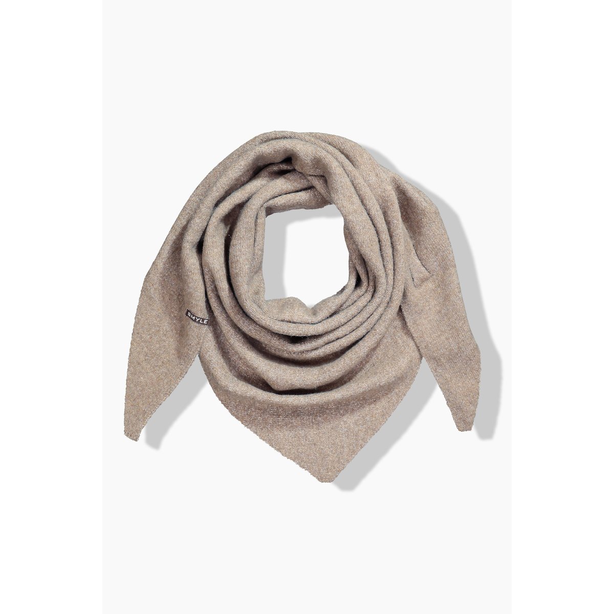 Écharpe en maille chinée, forme triangulaire beige foncé, ULLA POPKEN