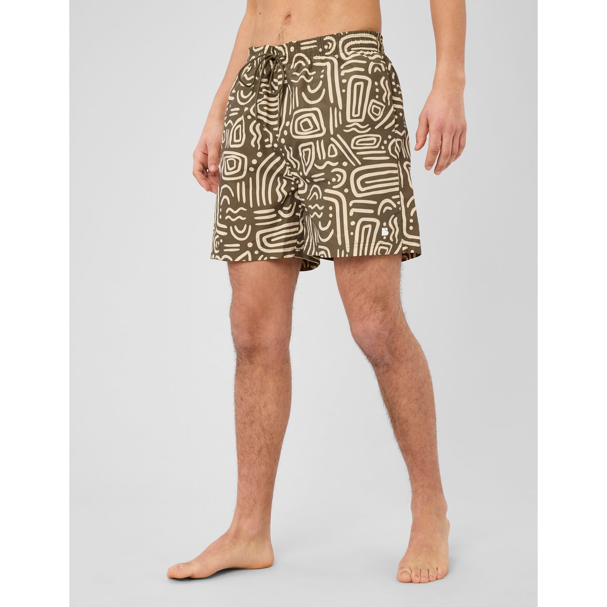 Short de bain imprimé vert kaki, BZB