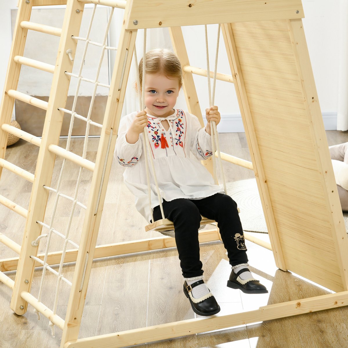 Parcours d'escalade pour enfants Bois de beige, HOMCOM