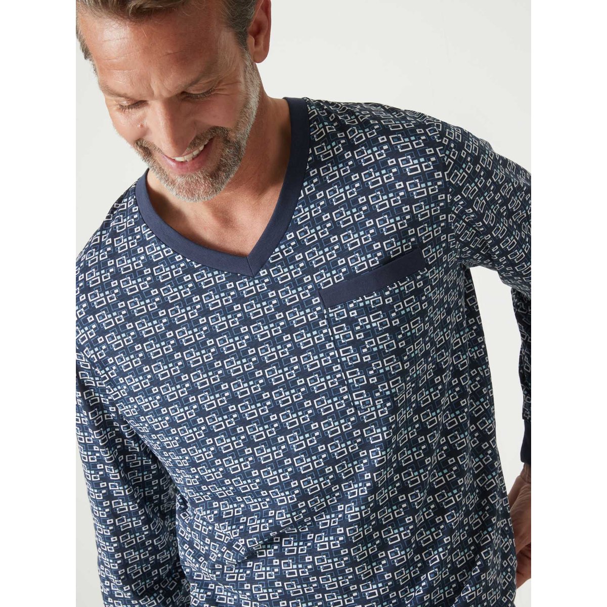 Pyjama forme jogging en jersey imprimé bleu, DAXON
