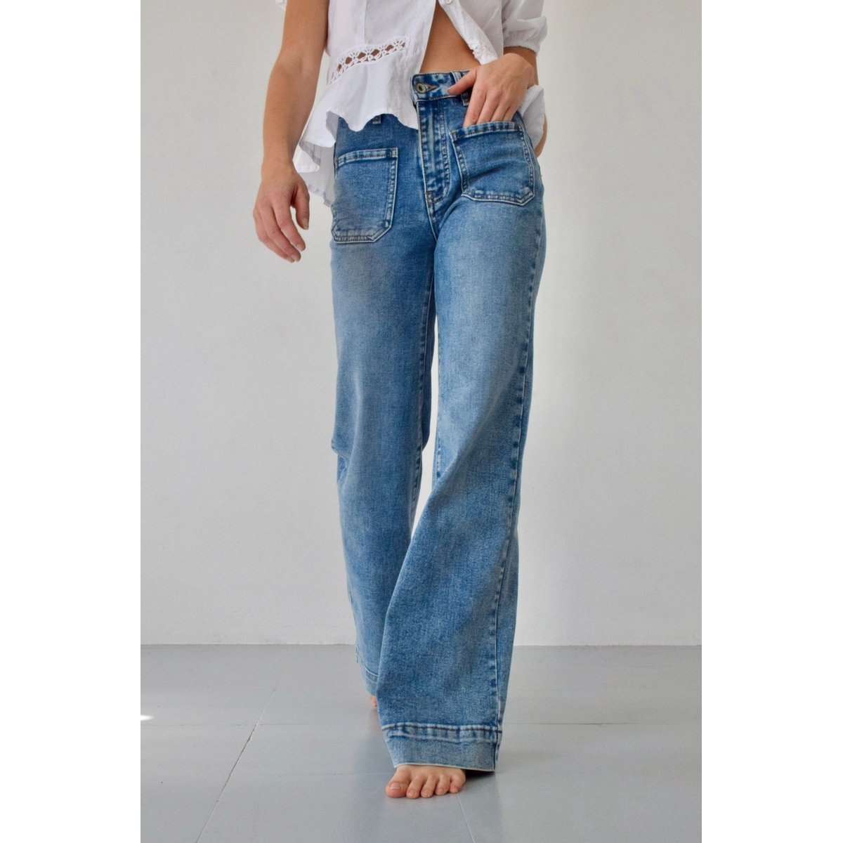 Jean stretch taille mi-haute CLAUDIA bleu, MINDTRAVELER