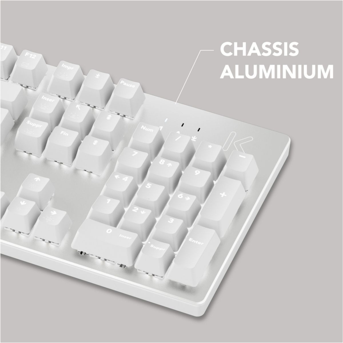 Clavier gamer K15 BLANC Progress couleur unique, SKILLKORP