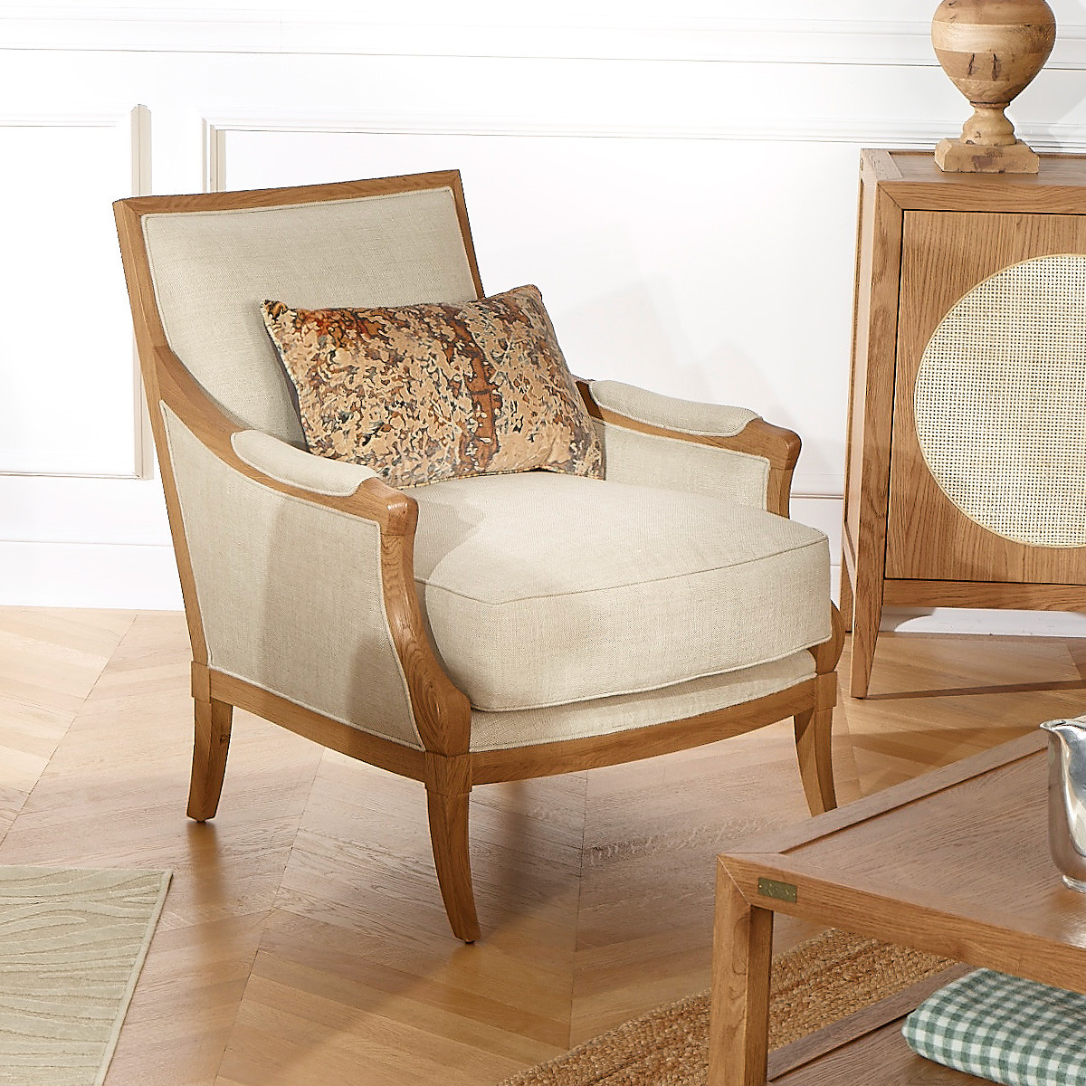 Fauteuil en chêne et tissu lin MONTANA lin, ROBIN DES BOIS